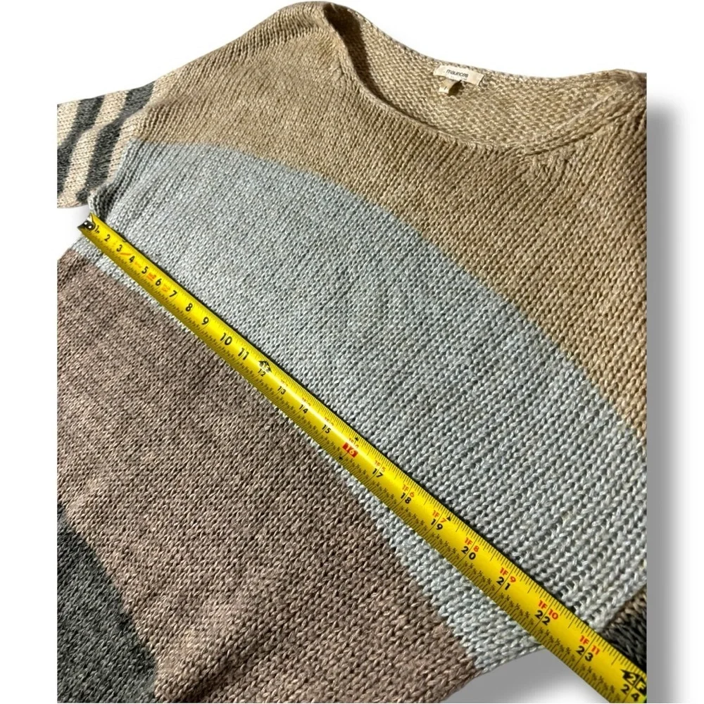Maurices Elegant Colorblock Blue/Gray/Tan Lightweight Loose Fit Women's Sweater